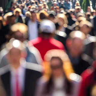 Mass of people walking